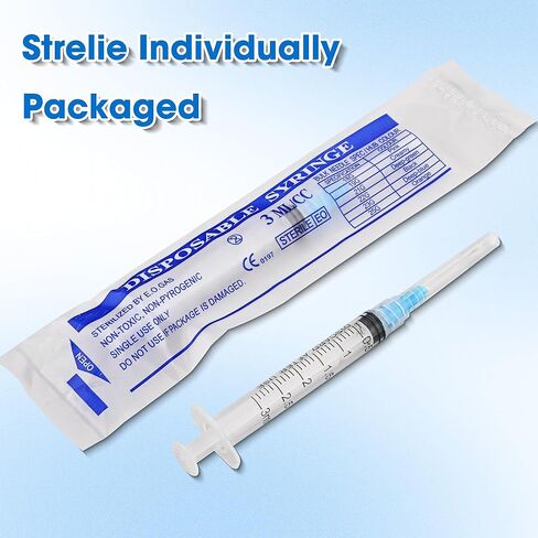 20 حزمة من المحاقن 3 مل بإبرة 23Ga 1 بوصة، حقنة قفل Luer 3cc للاستعمال مرة واحدة للمختبرات العلمية، مغلفة بشكل فردي، صندوق مكون من 20 قطعة in Kuwait