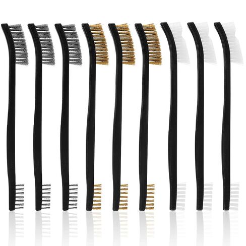 Accmor Scratch Brush Tool Set for Gun Cleaning, Double-Ended Wire Brushes Kit, 10 Pack 7-inch Nylon Brass Stainless Steel Bristles Supplies to Clean Weapons Welding Slag and Rust, Plastic Handle in Saudi Arabia