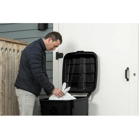 45-Gallon Wheeled Heavy-Duty Plastic Trash Can with Attached Click-Lock Lid, Black in Saudi Arabia