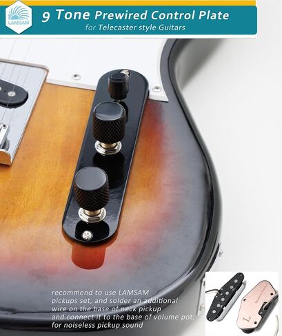 Prewired Harness Kit for Telecaster Tele Guitars, Loaded 9-Tone Series Parallel Wiring Control Plate, 250K Push Pull Potentiometers, 3-Way Pickup Blade Switch, .047uF Capacitor, Knurled Metal Knobs in Kuwait