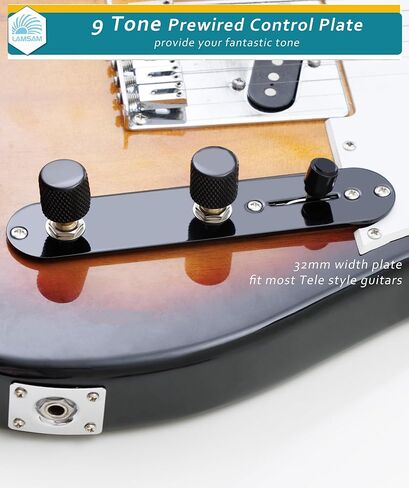 Prewired Harness Kit for Telecaster Tele Guitars, Loaded 9-Tone Series Parallel Wiring Control Plate, 250K Push Pull Potentiometers, 3-Way Pickup Blade Switch, .047uF Capacitor, Knurled Metal Knobs in Kuwait