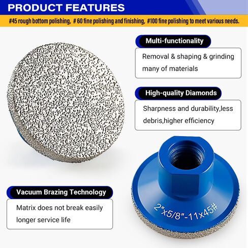 3 عبوات من رؤوس الطحن النحاسية مقاس 2 بوصة 5/8-11 خيط - أحجار تلميع كاشطة مسطحة للرخام/الكوارتز/الجرانيت/الحصى، أدوات طحن سطحية عالية الكفاءة in Kuwait