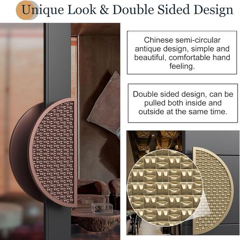 Semi-Circular Barn Door Handle - Non-Slip Aluminum Push Pull Knob, Solid Red Bronze Finish, 50cm (19 3/4") for Commercial & Residential Use, Durable Door Hardware in Saudi Arabia