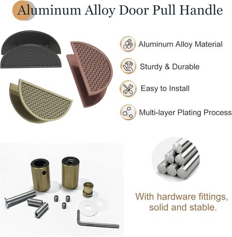 Semi-Circular Barn Door Handle - Non-Slip Aluminum Push Pull Knob, Solid Red Bronze Finish, 50cm (19 3/4") for Commercial & Residential Use, Durable Door Hardware in Saudi Arabia