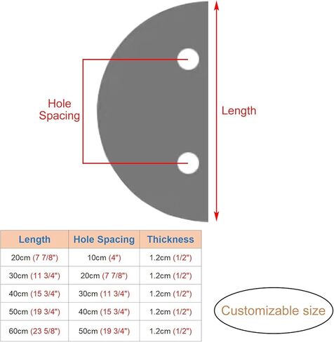 Semi-Circular Barn Door Handle - Non-Slip Aluminum Push Pull Knob, Solid Red Bronze Finish, 50cm (19 3/4") for Commercial & Residential Use, Durable Door Hardware in Saudi Arabia