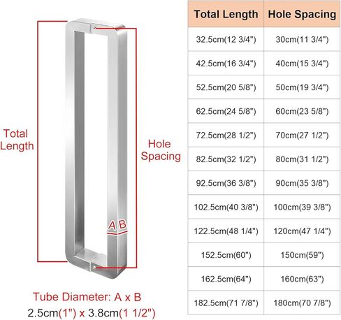 Double-Sided Sliding Door Handle for Wood & Glass, Metal Push-Pull Door Handle for Home, Office & Store Use, Commercial Grade Pull Handle (Silver, 182.5cm/71.9") in Saudi Arabia