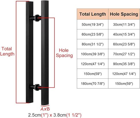 Heavy Duty Double Sided Front Door Handle, 120cm Black H Shape Pull Push Barn Door Handle, Ideal for Shower & Commercial Use, Durable Design for Easy Grip in Saudi Arabia