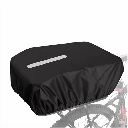 Bicycle Basket Waterproof Rain Cover with Reflective Strip Bicycle Rear Rack Rain Cover, Reusable Organizer with Elastic Opening in Kuwait