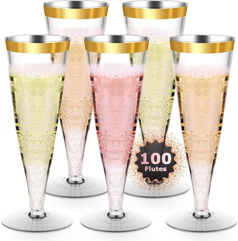 Plastic Champagne Flutes Disposable Wine Glasses - 40 Pack 4.5Oz Clear Mimosa Cocktail Cups Bulk for Wedding Women's Day Party Supplies Engagement Decor, Copas De Plastico Para Brindis in Saudi Arabia