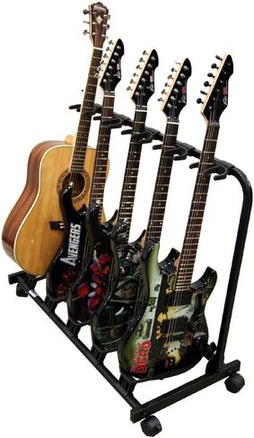 American Sound Connection 5 Guitar Rolling Cart Stand Pro Audio Stage, Studio or Display Rubber Divider Electric or Acoustic Guitar Holder in Saudi Arabia