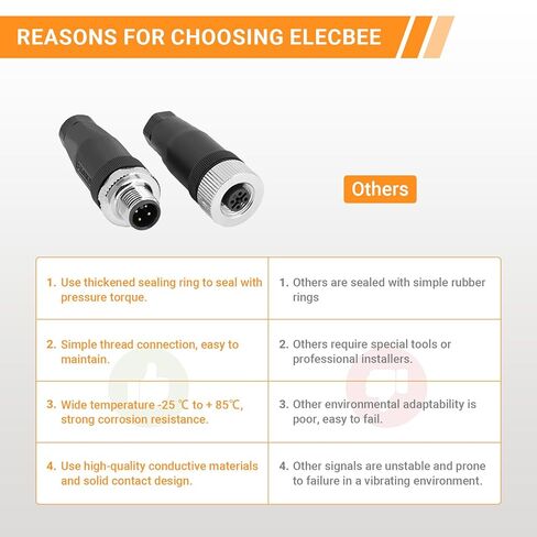 M12 4 دبوس موصل المجال Wireable رمز مستقيم ذكر التوصيل غير درع 12 مللي متر الصناعية التعميم في الهواء الطلق مقاوم للماء IP67 5 قطعة in Kuwait