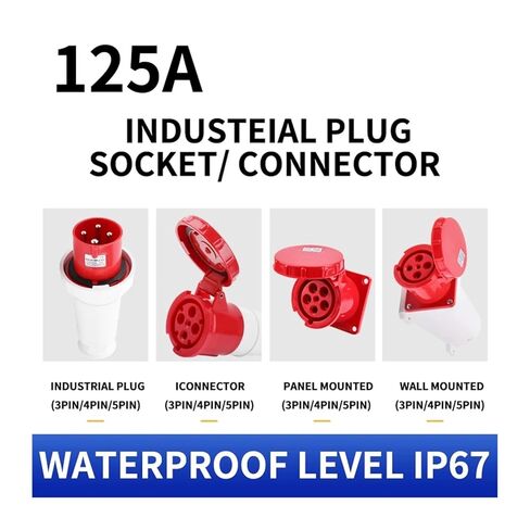 1 قطعة مقاوم للماء المكونات الصناعية 3/4/5 دبوس الغبار المقبس IP67 الذكور والإناث 125A شنت 380 فولت 415 فولت (3P 125A الحائط) in Kuwait