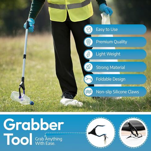 Grabber Reacher Aid كرسي متحرك ، FitPlus Premium Grabber Tool Accesery 34 بوصة ، ومتطرف قوي للمغناطيس للمسنين ، وخفيفة الوزن طويلة في متناول اليد للقمامة (البرتقالي الأزرق ، 32 بوصة 2 حزمة) in Kuwait