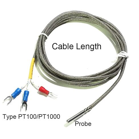 K/PT100/PT1000 Temperature Sensor with 4x30mm Probe with Metal Braided Cable 0.5M-10M 1Pcs(PT100 1M) in Saudi Arabia