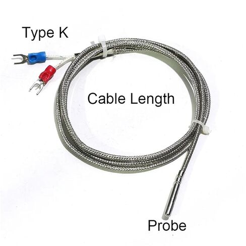 K/PT100/PT1000 Temperature Sensor with 4x30mm Probe with Metal Braided Cable 0.5M-10M 1Pcs(PT100 1M) in Saudi Arabia