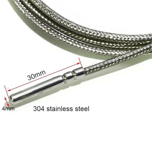 K/PT100/PT1000 Temperature Sensor with 4x30mm Probe with Metal Braided Cable 0.5M-10M 1Pcs(PT100 1M) in Saudi Arabia