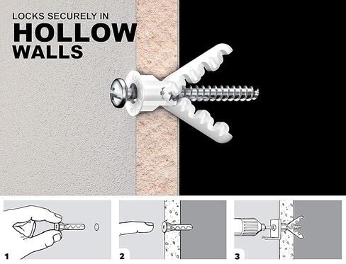 TOGGLER Alligator AF6 Flanged Polypropylene Anchors, Heavy Duty Wall Anchors for Concrete, Brick, Stone & Drywall, Fits #6–#12, 1/4" Size, 69 lb in 1/2" Drywall (Pack of 6 with Scews) in Saudi Arabia