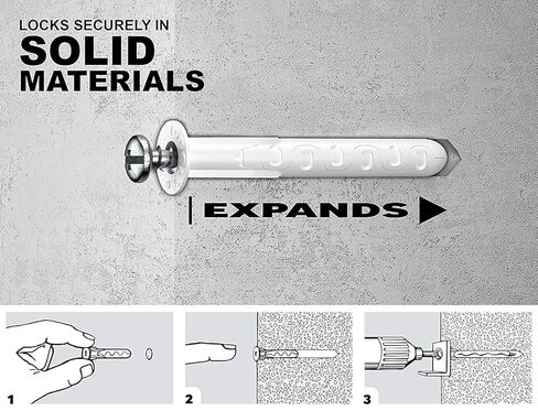 TOGGLER Alligator AF6 Flanged Polypropylene Anchors, Heavy Duty Wall Anchors for Concrete, Brick, Stone & Drywall, Fits #6–#12, 1/4" Size, 69 lb in 1/2" Drywall (Pack of 6 with Scews) in Saudi Arabia