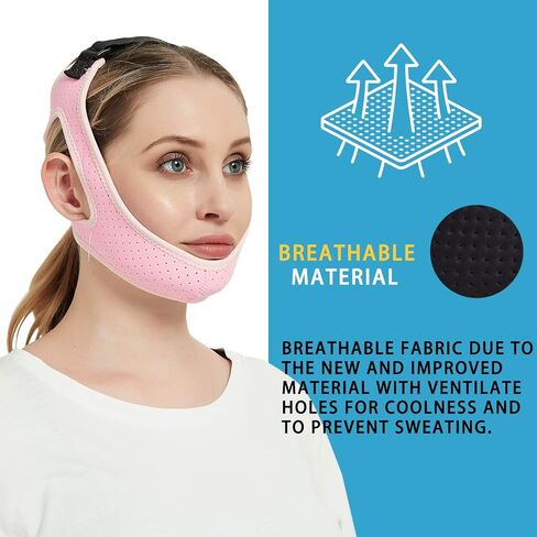 حزام الذقن لمستخدمي Cpap - حزام ذقن قابل للتعديل للشخير، قناع الوجه ضمادة تبقي الفم مغلقًا - نوم مريح صديق للبشرة للرجال والنساء (أسود) in Kuwait