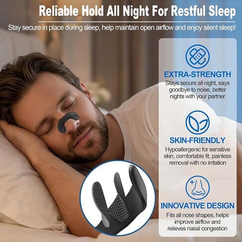 شرائط الأنف للشخير، شرائط الأنف القوية للغاية للتنفس لتحسين جودة النوم، شرائط الأنف الصديقة للبشرة للشخير، محلول الشخير الخالي من الأدوية وتخفيف احتقان الأنف، 30 زوجًا in Kuwait