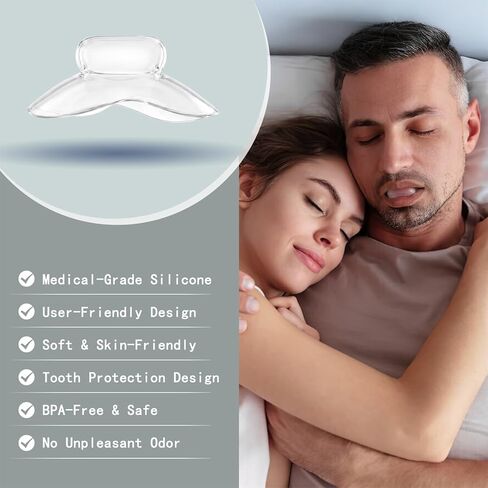 قطعة الفم لجهاز تثبيت اللسان - قابلة لإعادة الاستخدام، خالية من مادة BPA، ومحلول مضاد للشخير ومثبت مريح للسان لوقف الشخير من أجل نوم أفضل، يناسب الرجال والنساء - دوكس in Kuwait