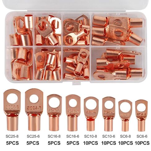 60PCS Copper Wire Lugs AWG 4 6 8 10 12 with Heat Shrink Set, Battery Cable Ends Ring Terminals Connectors Tubing Assortment Kit in Saudi Arabia