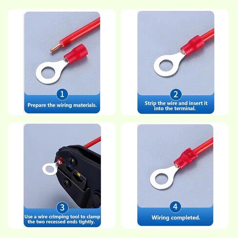 50 قطعة 5/16 بوصة (M8) أطراف حلقية معزولة باللون الأحمر 22-16 AWG أطراف حلقية من النحاس الأحمر المعلب PVC موصل سلك العيينة المعزولة موصل تجعيد كهربائي لشاحنة القارب وسيارة ستيريو in Kuwait