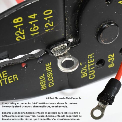 PAPUGA 25PCS 14-12 AWG (35 mm2) 5/16" Ring Terminal Insulated Crimp Connector 37A 600V CE Industrial Terminal High Current Connector, Solar & Inverter in Saudi Arabia