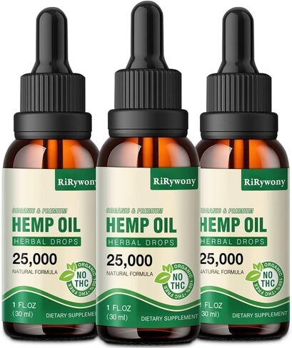 (3-Pack) High Potency Hemp Oil - 25,000 Maximum Strength - Natural Hemp Oil - C02 Extraction,Organic, Vegan, Non-GMO in Kuwait
