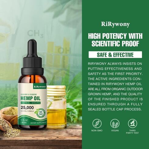 (3-Pack) High Potency Hemp Oil - 25,000 Maximum Strength - Natural Hemp Oil - C02 Extraction,Organic, Vegan, Non-GMO in Kuwait