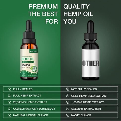 (3-Pack) High Potency Hemp Oil - 25,000 Maximum Strength - Natural Hemp Oil - C02 Extraction,Organic, Vegan, Non-GMO in Kuwait