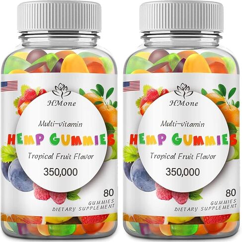 Hemp Gummies for Pain, Sleep, Anxiety - 2 Pack Extra Strengthen High Potency with Pure Natural Organic Hemp Oil Extract Vegan Edible Bear Candy - Non-GMO, Vegan, Low Sugar in Saudi Arabia
