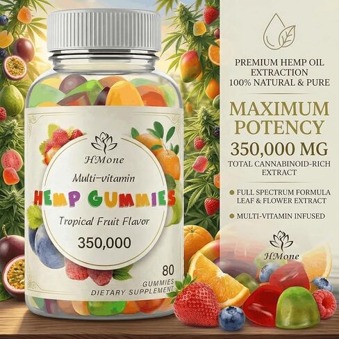 Hemp Gummies for Pain, Sleep, Anxiety - 2 Pack Extra Strengthen High Potency with Pure Natural Organic Hemp Oil Extract Vegan Edible Bear Candy - Non-GMO, Vegan, Low Sugar in Saudi Arabia