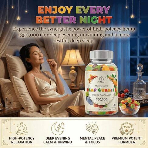 Hemp Gummies for Pain, Sleep, Anxiety - 2 Pack Extra Strengthen High Potency with Pure Natural Organic Hemp Oil Extract Vegan Edible Bear Candy - Non-GMO, Vegan, Low Sugar in Saudi Arabia