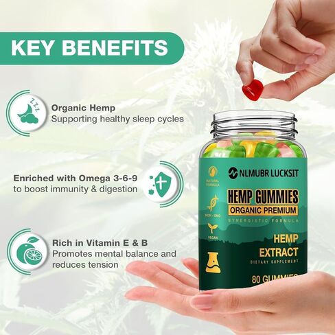 حلوى القنب للنوم والألم والقلق - مستخلص زيت القنب العضوي عالي الفعالية، نباتي، حلوى صمغية صالحة للأكل ذات قوة إضافية للبالغين (عبوتان) in Kuwait