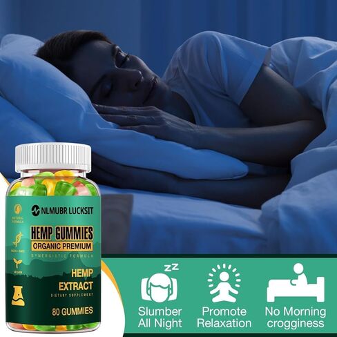 حلوى القنب للنوم والألم والقلق - مستخلص زيت القنب العضوي عالي الفعالية، نباتي، حلوى صمغية صالحة للأكل ذات قوة إضافية للبالغين (عبوتان) in Kuwait