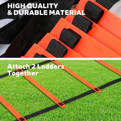 Pro Agility Ladder Soccer Kick Trainer Set 20ft 12 Rung 10 Cones and 4 Stakes Speed Agility Football Training Equipment with Carrying Bag ﻿ in Saudi Arabia