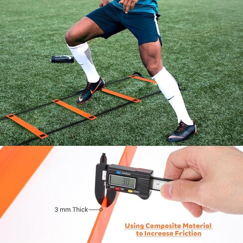Pro Agility Ladder Soccer Kick Trainer Set 20ft 12 Rung 10 Cones and 4 Stakes Speed Agility Football Training Equipment with Carrying Bag ﻿ in Saudi Arabia