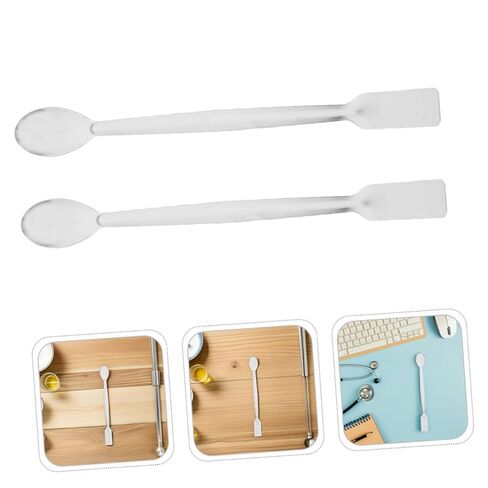 10 قطع من ملاعق المختبر المصنوعة من الفولاذ المقاوم للصدأ ومجارف عينات صغيرة مزدوجة الأطراف لقياس المسحوق الدقيق وخلط ملاعق الدواء للاستخدام الصيدلي والمختبر العلمي in Kuwait