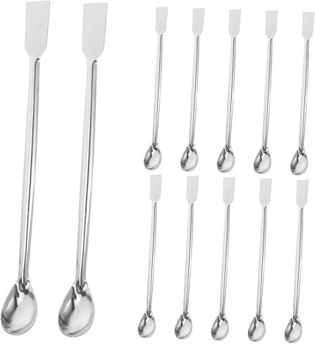 12pcs Stainless Steel Lab Mixing Spoons Square Head Thickened Sampling Tools for Reagent Handling Measuring Stirring Ergonomic Portable Laboratory Use in Saudi Arabia