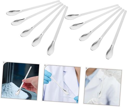 24 قطعة من ملاعق أخذ العينات للمختبر من الفولاذ المقاوم للصدأ مجاذيف التحريك الصغيرة ملاعق خلط برأس واحد للاستخدام في المختبر والطهي in Saudi Arabia