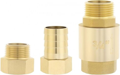 Check Valve, 3/4'' Brass Check Valve with G Male to NPT Female Pipe Fitting, 3/4" Female x 1" 25mm Barb Hose Fittings, 3 Pcs Brass Plumbing Fitting Set for Plumbing, Irrigation Well Pump in Kuwait