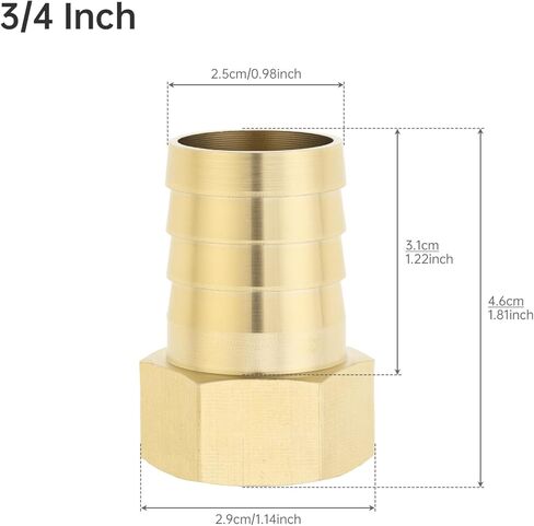 Check Valve, 3/4'' Brass Check Valve with G Male to NPT Female Pipe Fitting, 3/4" Female x 1" 25mm Barb Hose Fittings, 3 Pcs Brass Plumbing Fitting Set for Plumbing, Irrigation Well Pump in Kuwait