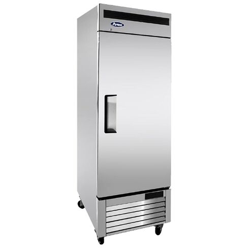 Atosa MBF8505GR 27″ Reach-in Refrigerator for Restaurant Hotel Deli Cafeteria Steak House | Bottom Mount Compressor, 19.1 Cu. Ft. | 1 Solid Swing Door, 3 Epoxy Coated Shelves | Stainless Steel, 115v in Saudi Arabia