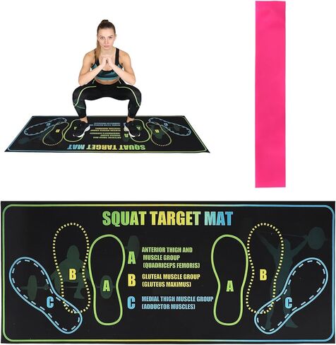 Squat Mat with Foot Position, 80x34cm/31.5x13.38in Large Yoga Workout Non-Slip Exercise Pad for Squat with Resistance Band Training Accessories for Home Gym Fitness Improves Muscle Activation & Safety in Saudi Arabia