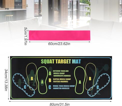 Squat Mat with Foot Position, 80x34cm/31.5x13.38in Large Yoga Workout Non-Slip Exercise Pad for Squat with Resistance Band Training Accessories for Home Gym Fitness Improves Muscle Activation & Safety in Saudi Arabia