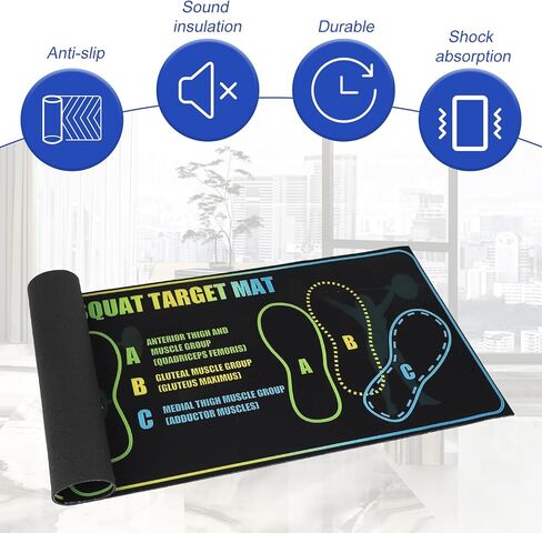 Squat Mat with Foot Position, 80x34cm/31.5x13.38in Large Yoga Workout Non-Slip Exercise Pad for Squat with Resistance Band Training Accessories for Home Gym Fitness Improves Muscle Activation & Safety in Saudi Arabia