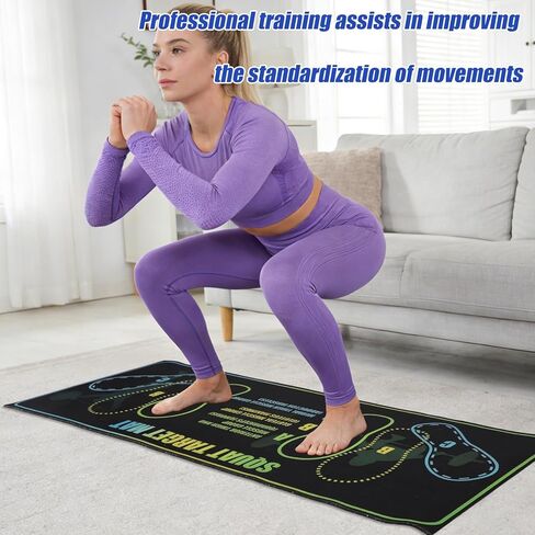 Squat Mat with Foot Position, 80x34cm/31.5x13.38in Large Yoga Workout Non-Slip Exercise Pad for Squat with Resistance Band Training Accessories for Home Gym Fitness Improves Muscle Activation & Safety in Saudi Arabia