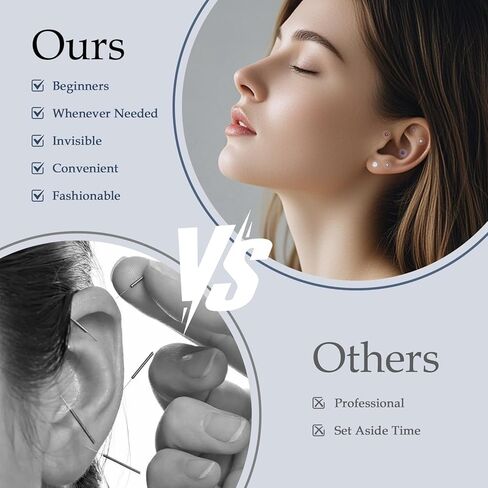 الوخز بالإبر لبذور الأذن، 120 قطعة من مجوهرات بذور الأذن ذات الالتصاق القوي لتخفيف التوتر - ملصقات خرز الوخز بالإبر المحمولة للأذنين للمبتدئين التوازن والعافية in Kuwait