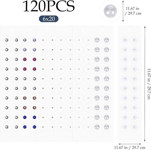 الوخز بالإبر لبذور الأذن، 120 قطعة من مجوهرات بذور الأذن ذات الالتصاق القوي لتخفيف التوتر - ملصقات خرز الوخز بالإبر المحمولة للأذنين للمبتدئين التوازن والعافية in Kuwait